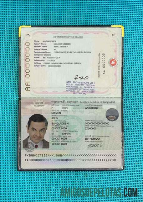 Passaporte de Bangladesh novo (passaporte legível por máquina) desde abril de 2010 Photo Look amostra